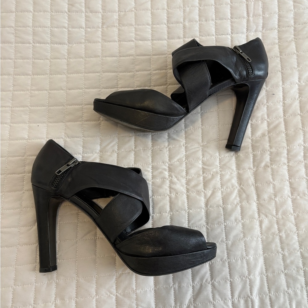 J.Crew Black Criss-cross Platform Heels